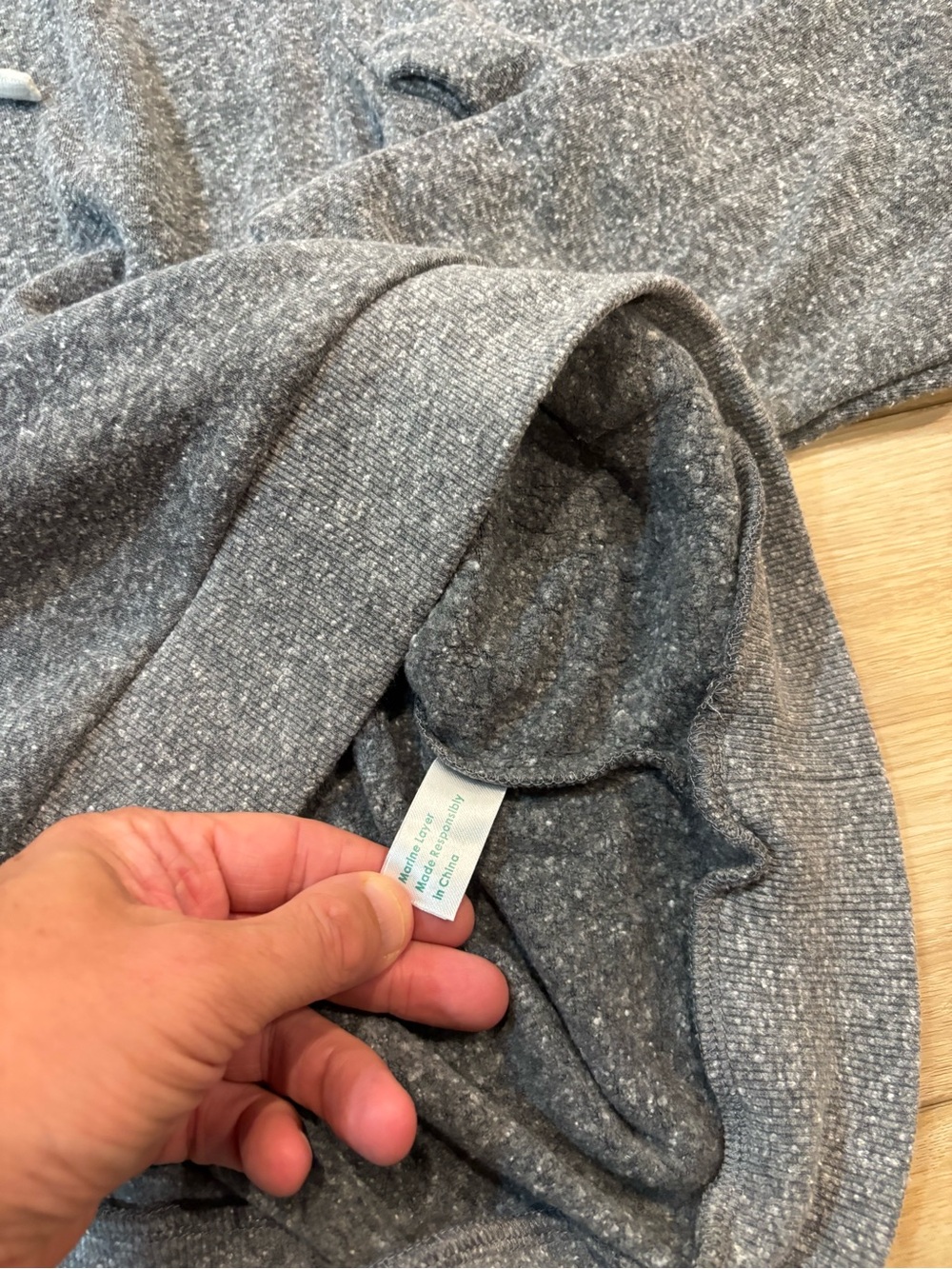 Marine Layer Heather Grey Contrast Sleeve Hoodie soft medium m - Picture 3 of 9